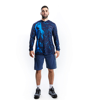 Гольфстрим (Gulf stream) лонгслив с капюшоном GRAYLING (скелет синий) GRLS-03BL